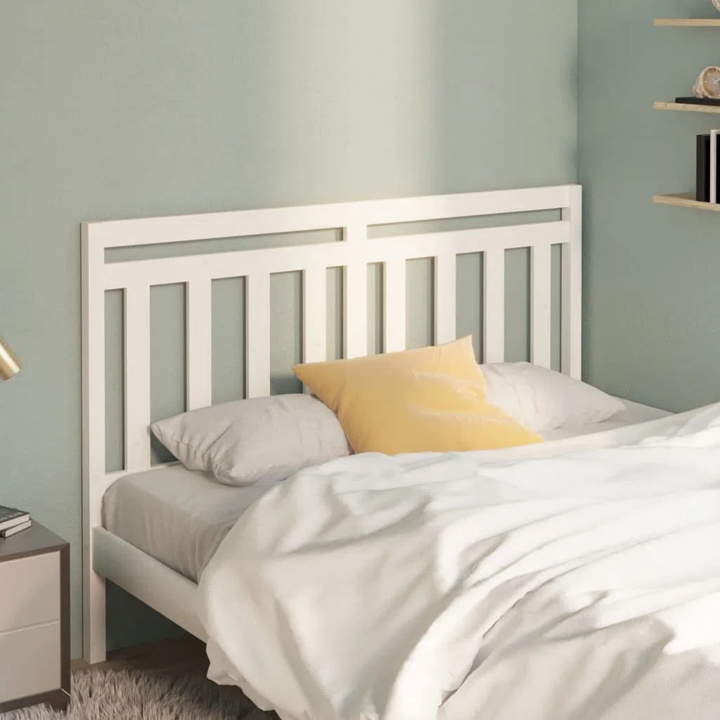vidaXL Cabecero de Cama Cabezal Dormitorio Estructura Habitación Mobiliario Muebles Decoración Adorno Madera Maciza de Pino Blanco 146x4x100 cm