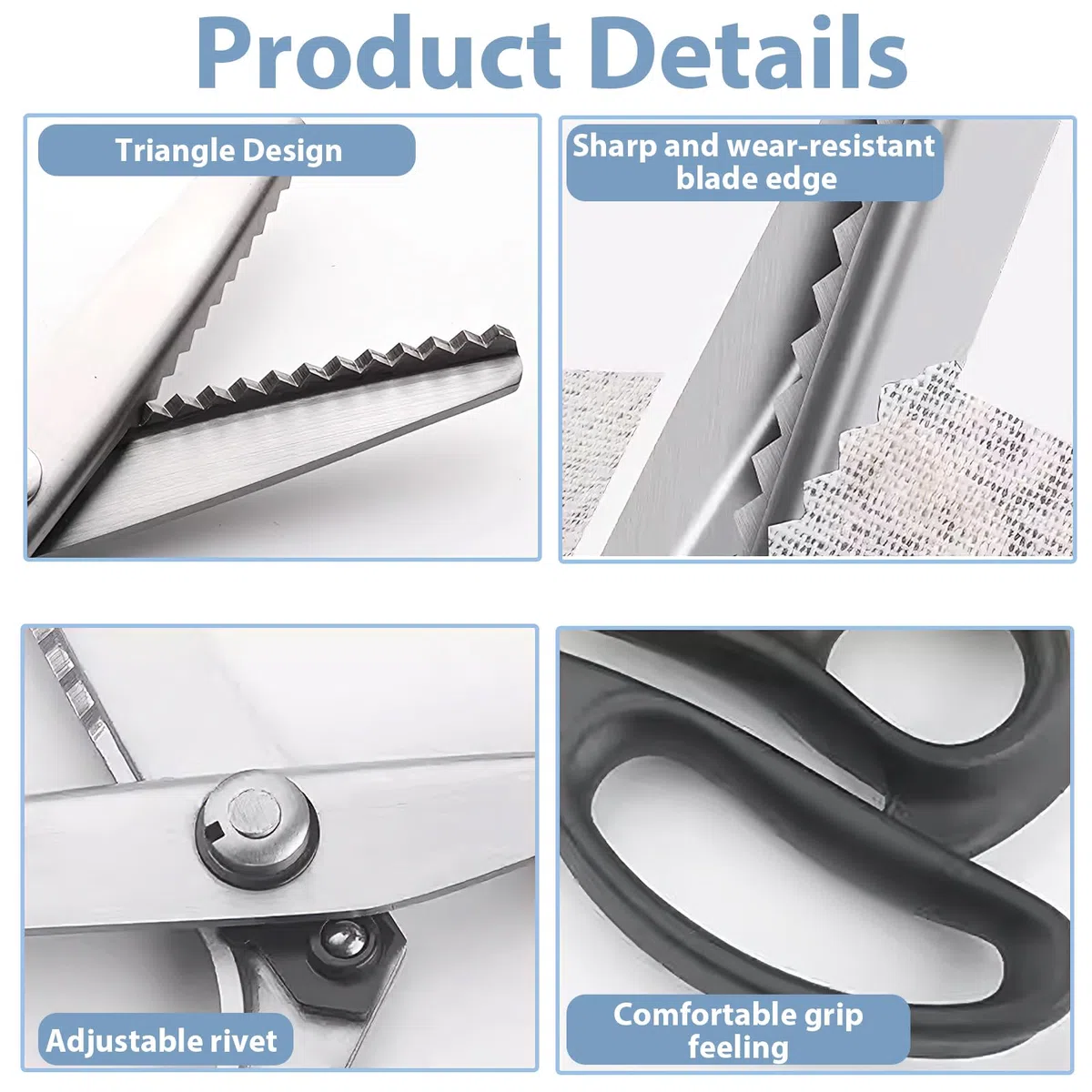 Tijera decorativa para tela con borde redondeado/triangular, tijeras dentadas, tijeras, tijeras, 3, 5, 7 mm (5 mm)