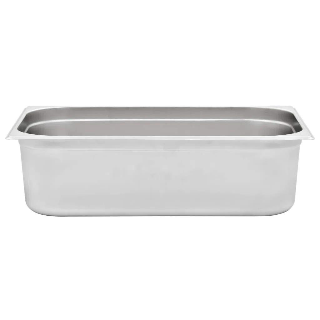 vidaXL 2 recipientes Gastronorm GN 1/1 de 150 mm, acero inoxidable, sin óxido, fácil de limpiar, aptos para lavavajillas, utensilios de cocina, bandeja para servir alimentos, soporte para aperitivos