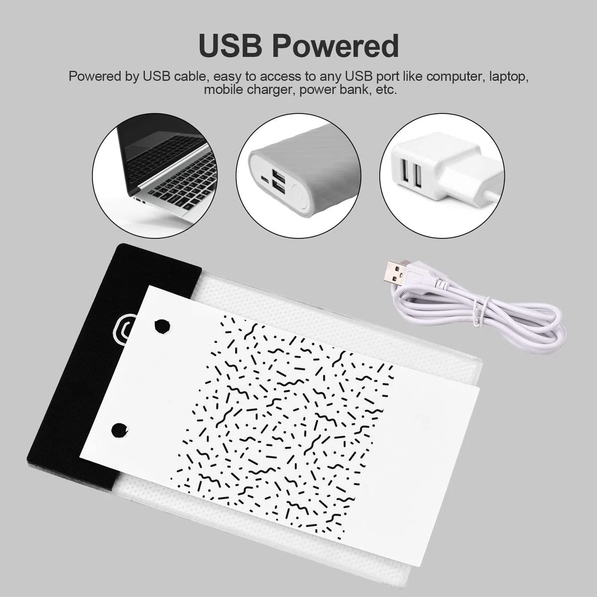 Dibujo A Mano Tablero Led Ultrafino A6 Niños USB Flip Book Kit Set Pintura Arte Suministros Tablero De Dibujo(USB)