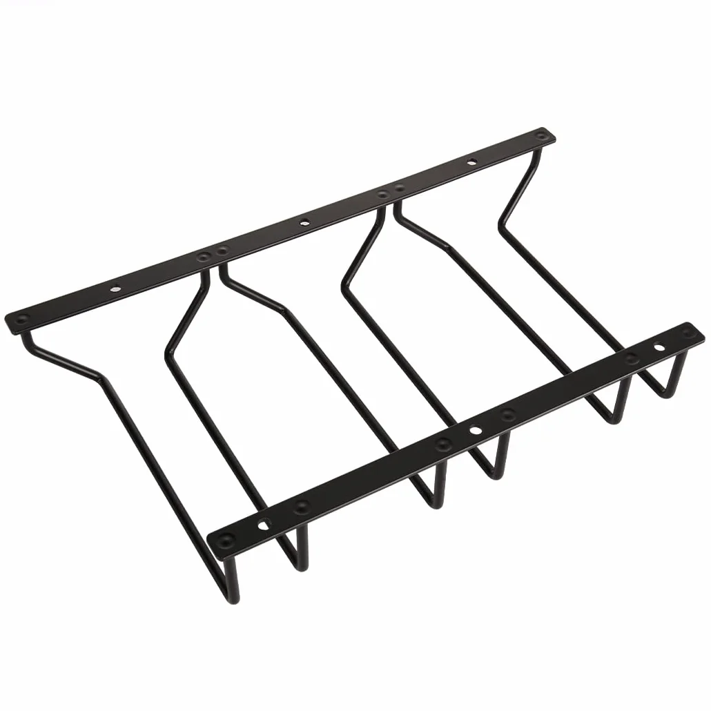 Estante para copas de vino negro de 18 cm, soporte colgante para copas de vino para bar comedor, 3 filas