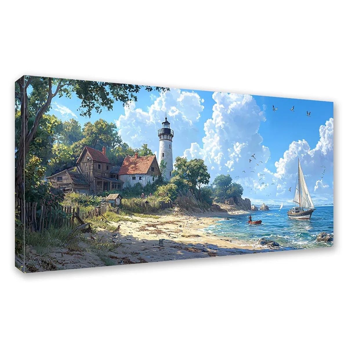 Diamond Painting Grande 200x100cm Faro Diamond Painting Adultos, DIY Océano Pintura de Diamante Manualidades Adultos, 5D Cuadrado Rhinestone Bordado Punto de Cruz para Home Decoration Regalo 0J-893
