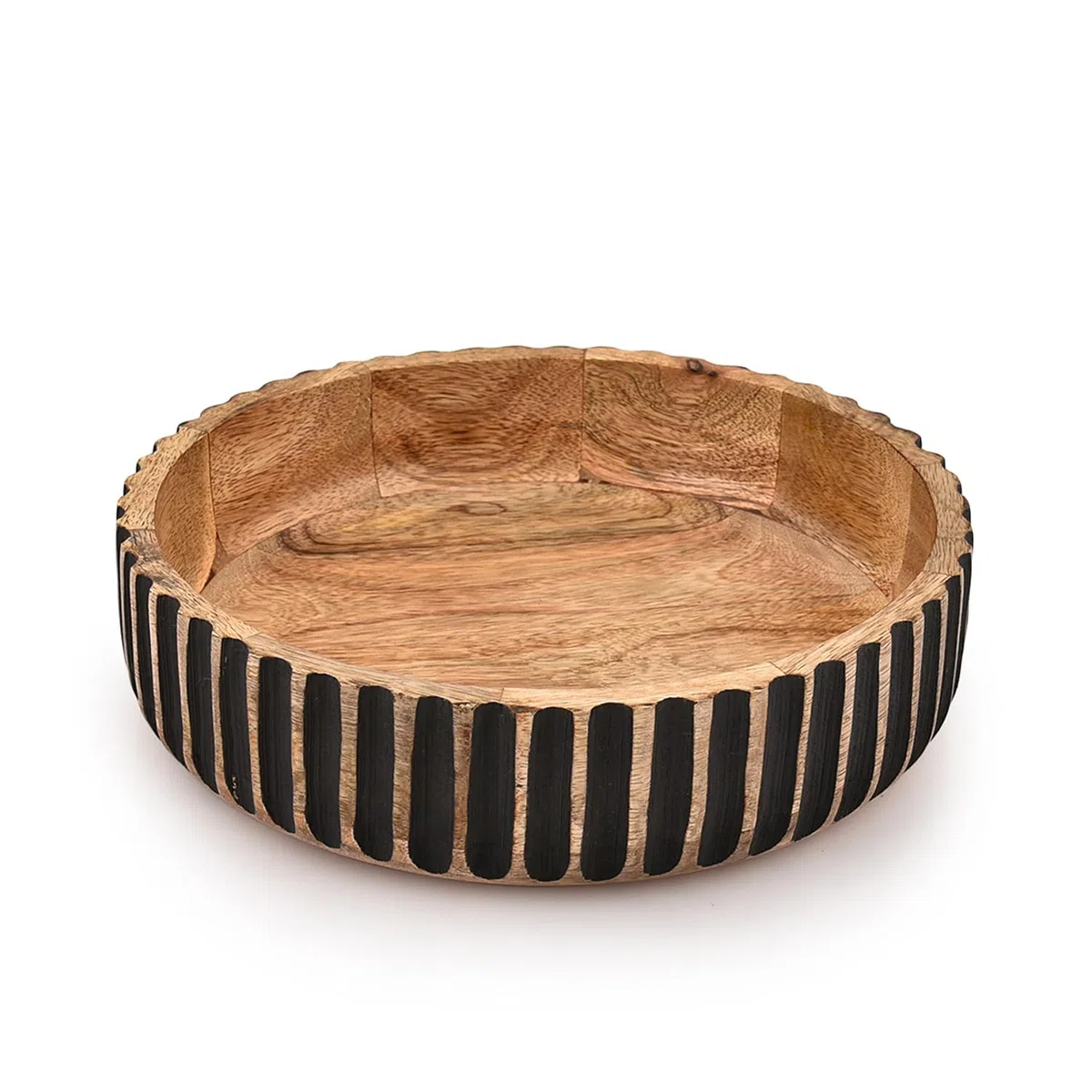 Frutero de madera de mango para mostrador de cocina, frutero para decoración de casa de campo, centro de mesa (25,4 x 25,4 x 6,3 cm)