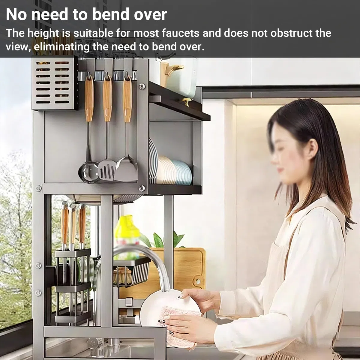 Escurridor de platos para colocar sobre el fregadero, organizador de almacenamiento grande para fregadero, escurridor de platos para encimera de cocina, para platos, vasos, cuencos y cubiertos, ahorra