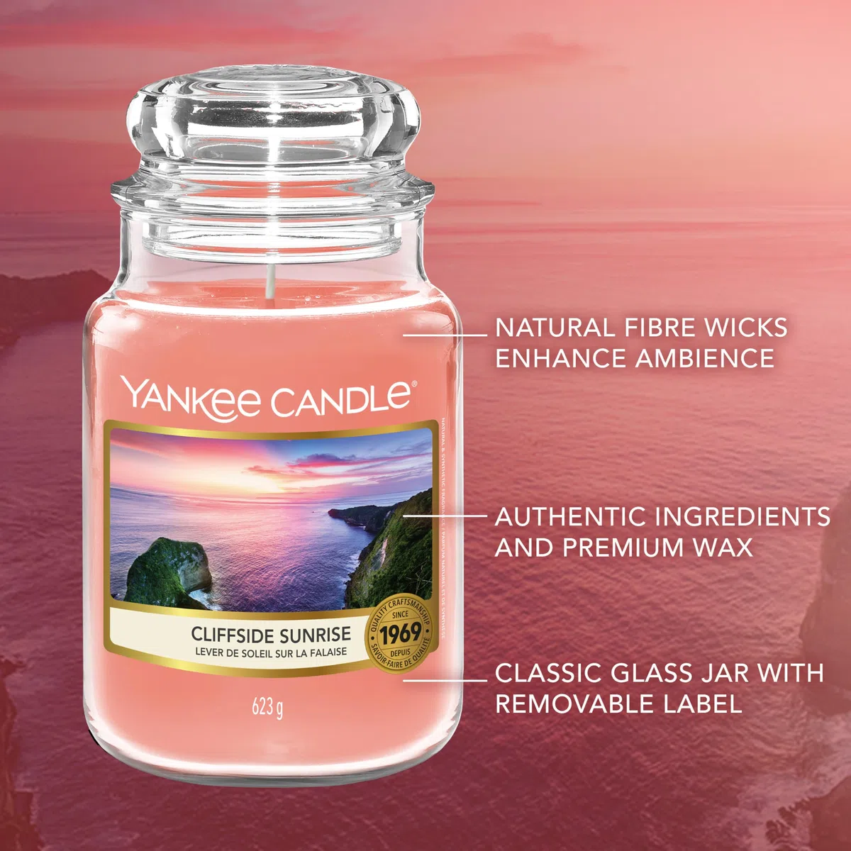 Yankee Candle Vela aromática | Amanecer en el Acantilado vela en tarro grande | Velas de larga duración: hasta 150 h | Regalos perfectos para mujeres (Paquete de 2)