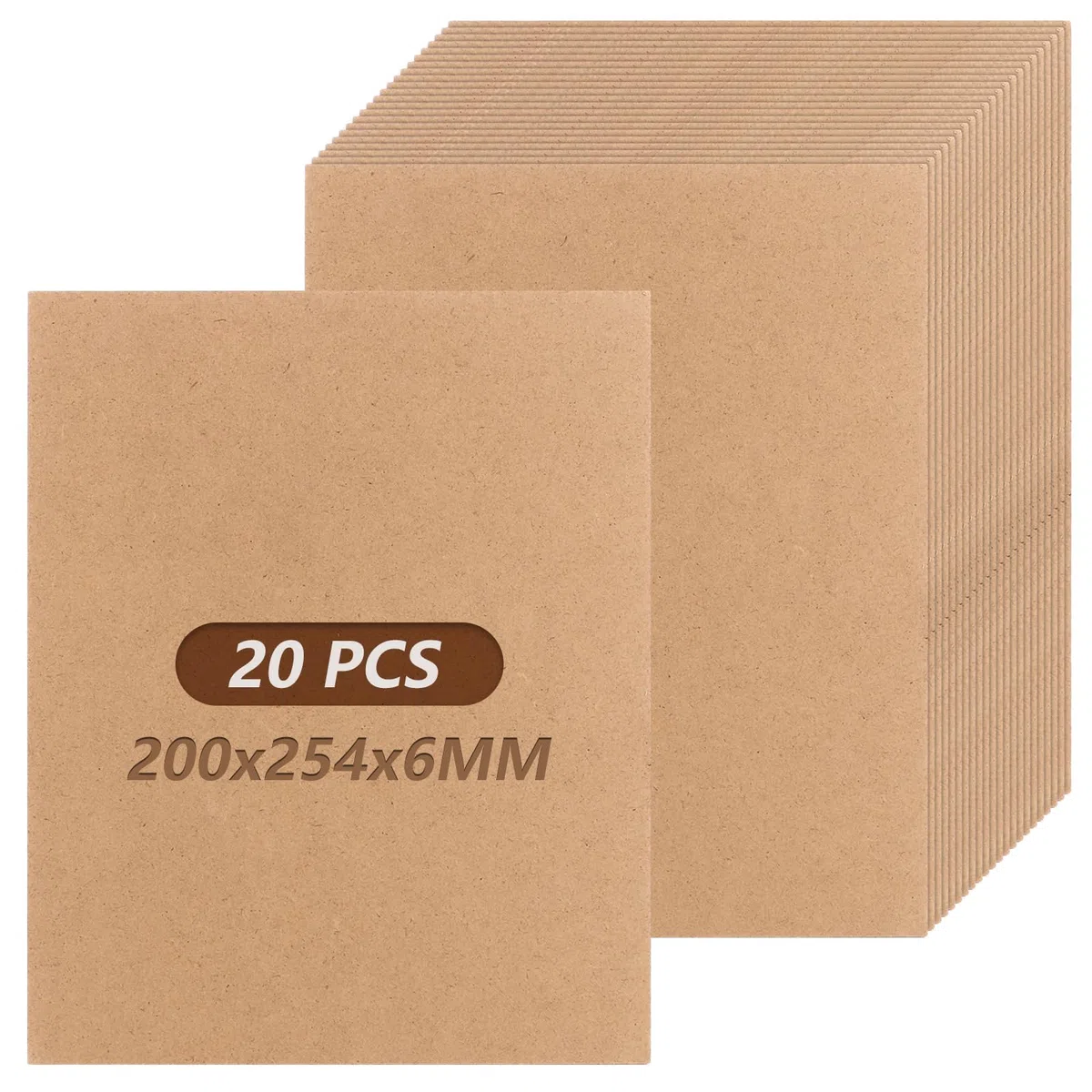 20 placas de madera MDF para manualidades, 6 mm, 200 x 254 mm, tablero de fibra de densidad media, placas de fibra de densidad media para sierra de marquetería, pirograbado, modelado, corte