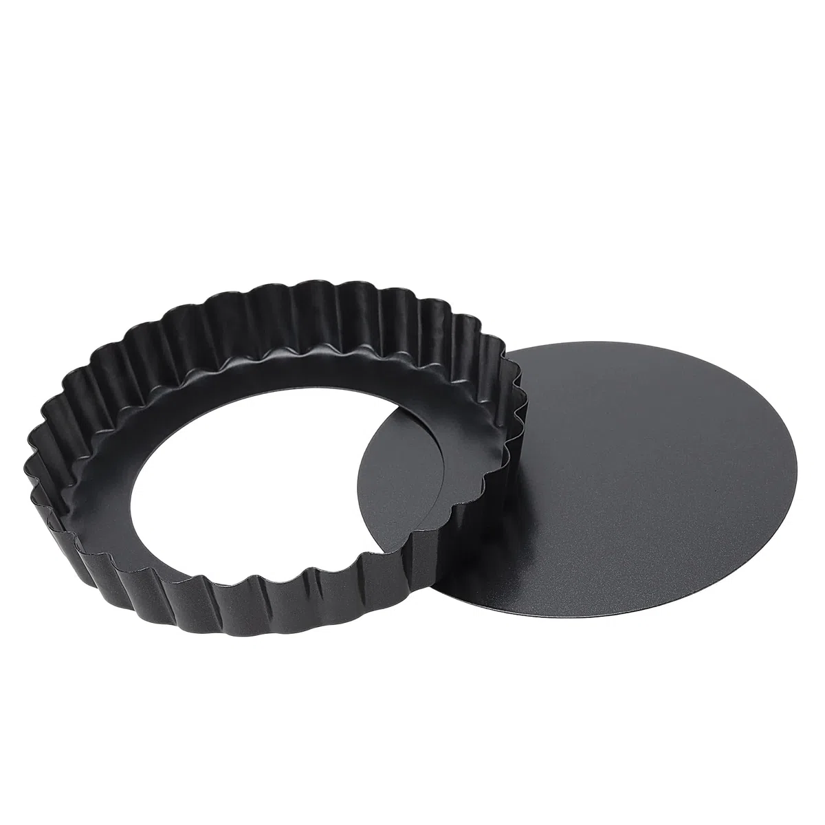 JEUIHAU 16 mini latas de 12 cm, antiadherentes de acero al carbono con base suelta, lata redonda acanalada para hornear quiches, flanes, tartas de queso