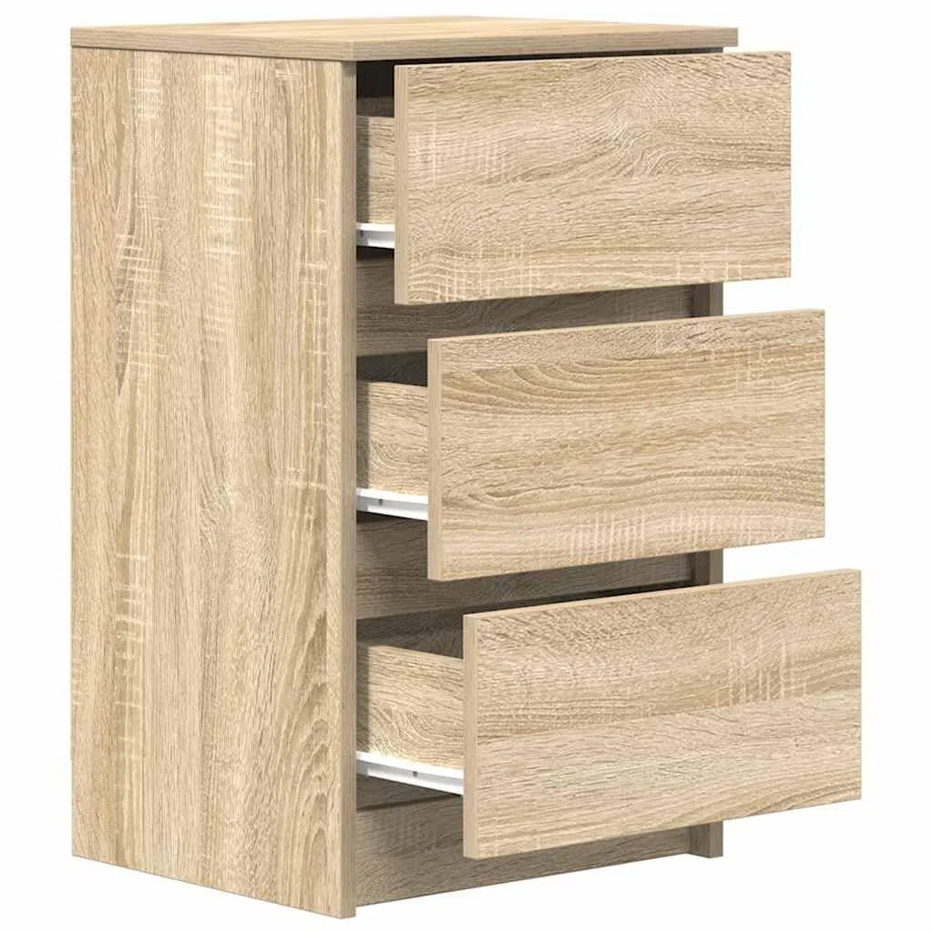 vidaXL Mesilla de Noche con 3 cajones Roble Sonoma 39x35x65 cm, mesilla de Noche, mesita Auxiliar para Dormitorio, Muebles de Dormitorio