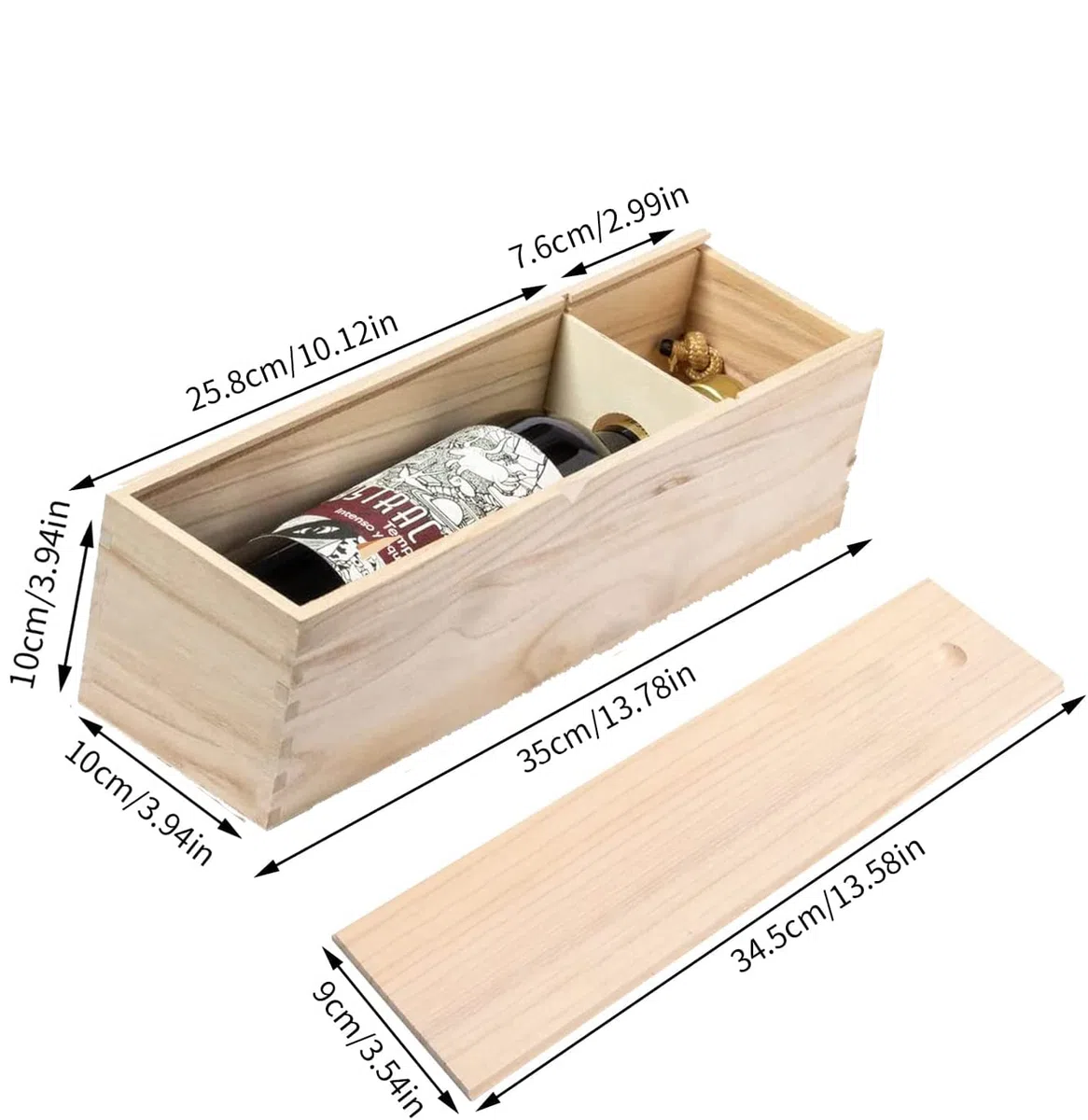 Genérico Pack de 2 Cajas de Madera de Paulownia para Botella de Vino | 750 ml, Ligeras y Reutilizables, Presentación Elegante, Para Regalos y Celebraciones
