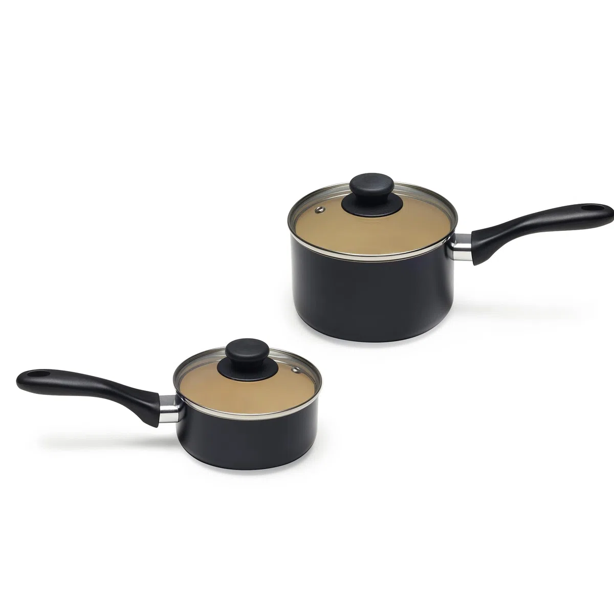 Amazon Basics Juego de ollas y sartenes, de cerámica, antiadherente, 11 Unidad, Negro/Crema
