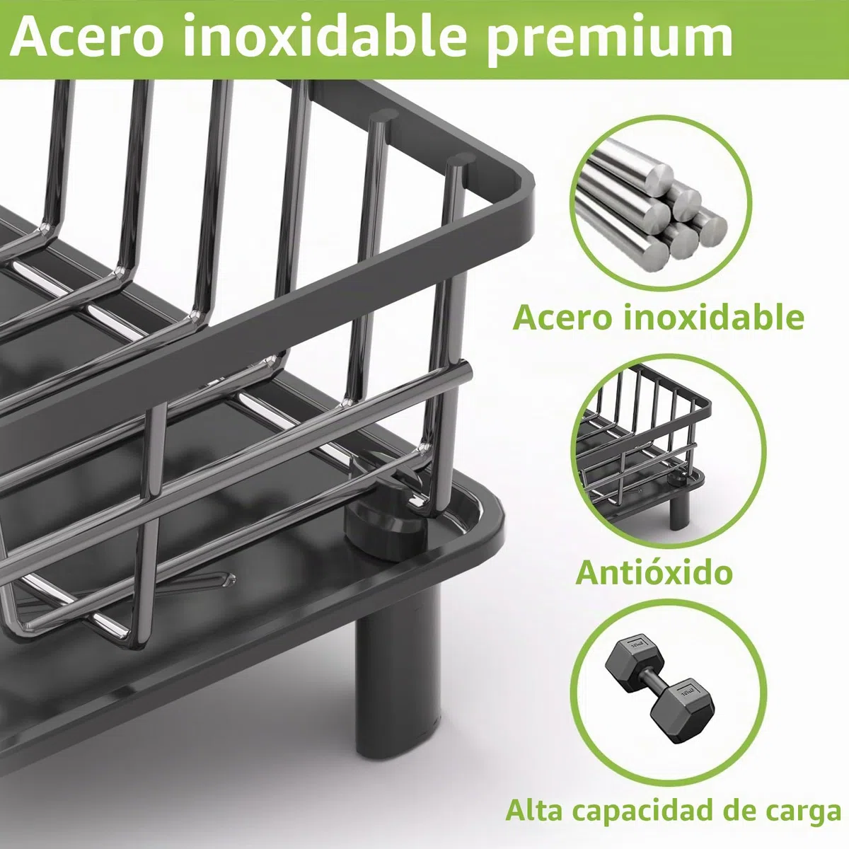 Escurridor de Platos,Escurreplatos de Acero Inoxidable con Drenaje Automático,Escurreplatos sobre Fregadero con Portautensilios und Boca de Vaciado Giratoria,Dish Drying Rack