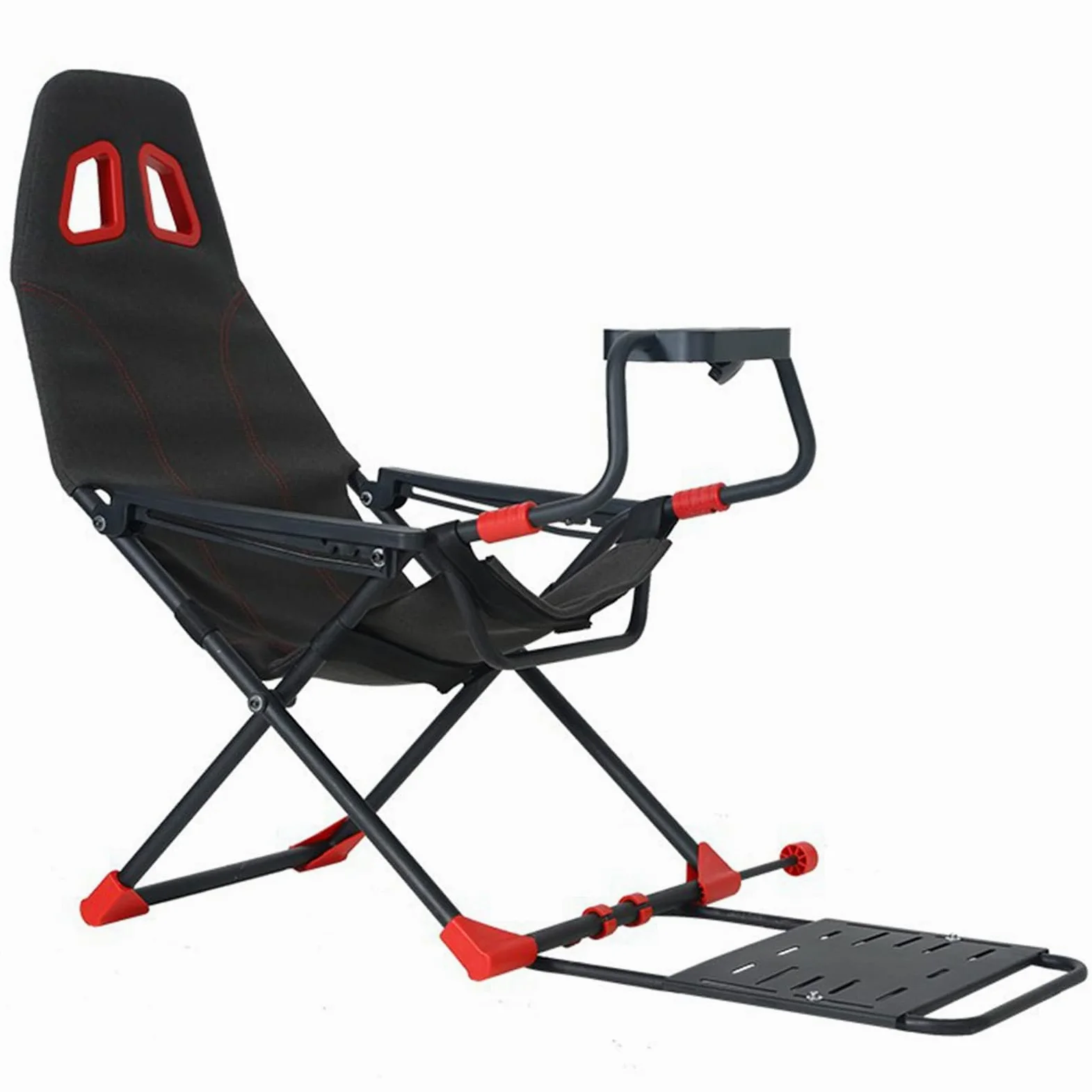 Cabina de simulador de carreras con soporte de rueda ajustable y asiento ergonómico, diseño plegable para consolas de juegos y PC