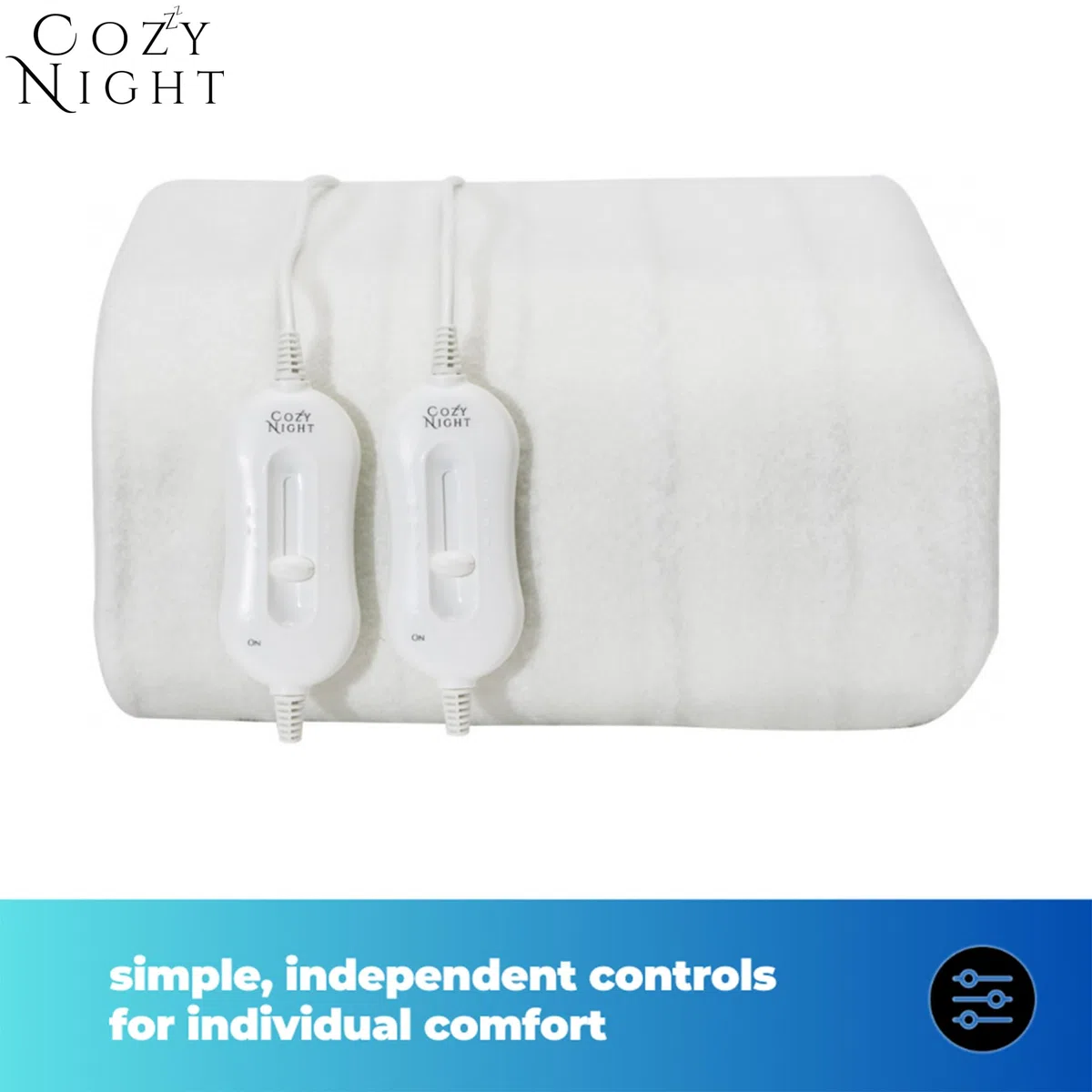 Cozy Night Manta eléctrica doble, tamaño 140 x 192 cm, funda de colchón ajustada y suave, correas de esquina de ajuste rápido, 3 niveles de calor, control dual de 70W y lavable a máquina