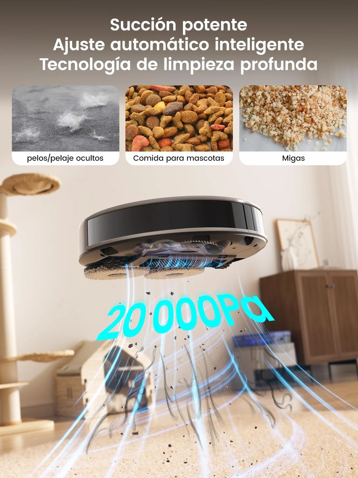 LEFANT M3 Max Robot Aspirador y Fregasuelos, Todo-en-Uno 20000 Pa, 210min, Auto-Lavado/Secado Mopa, Auto-Vaciado 3,2L, dToF Navegación Láser, Evita Obstáculos, WiFi/Alexa/App/i Watch, 2.4G & 5GHz WiFi
