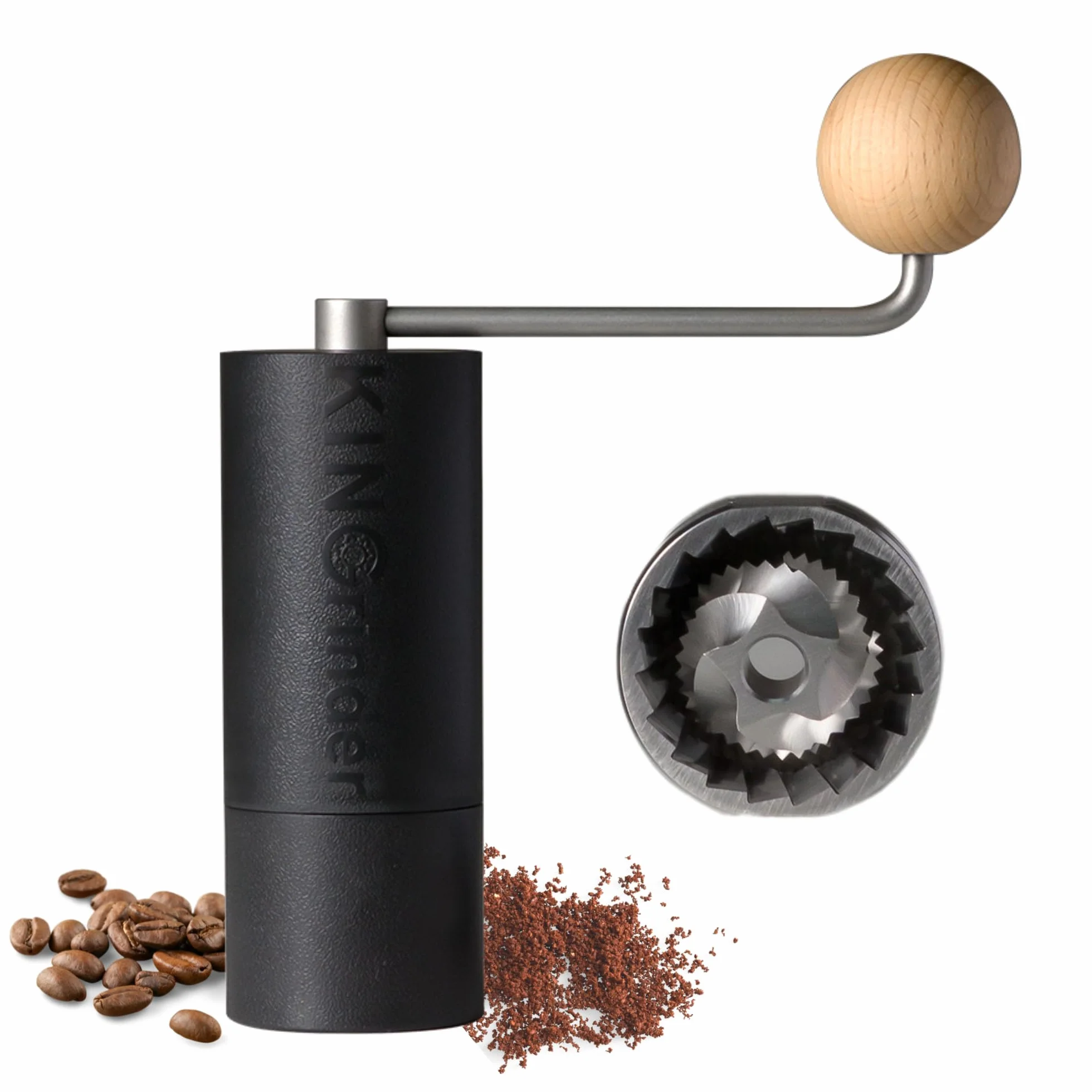 KINGrinder Molinillo de café manual ligero P0 para cafetera Moka, Aeropress, prensa francesa, goteo con consistencia de montaje, molinillo cónico de acero inoxidable, capacidad de 25 g, 5BP0001-BK
