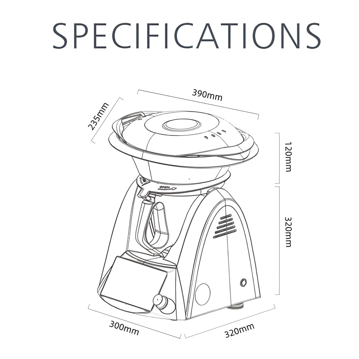 Robot de Cocina Inteligente Thermomixer Eléctrico, Máquina de Cocina Automática de 1500W con Pantalla Táctil WiFi de 7 Pulgadas, Cuenco de Mezcla de 2L y Vaporizador de 3L