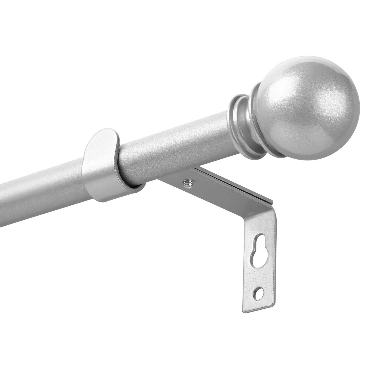 Barra de Cortina 3m con Extremos Redondos y Soporte, 67-307cm Barra Cortinas Moderna en Plata para Ventanas de Dormitorio y Salón