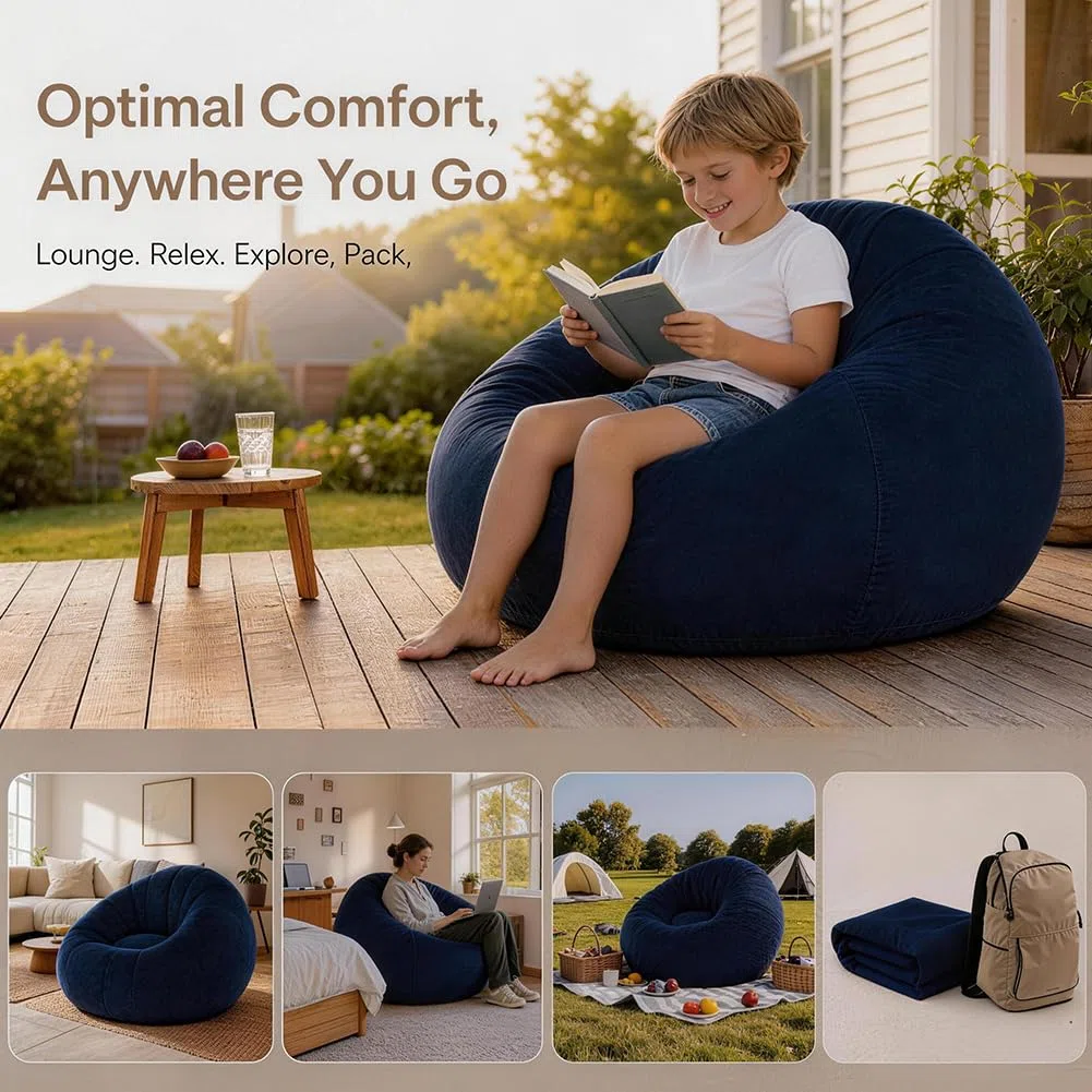 Puf inflable, silla inflable, sofá, puf hinchable, silla hinchable portátil, para salón, dormitorio, jardín, camping (azul)