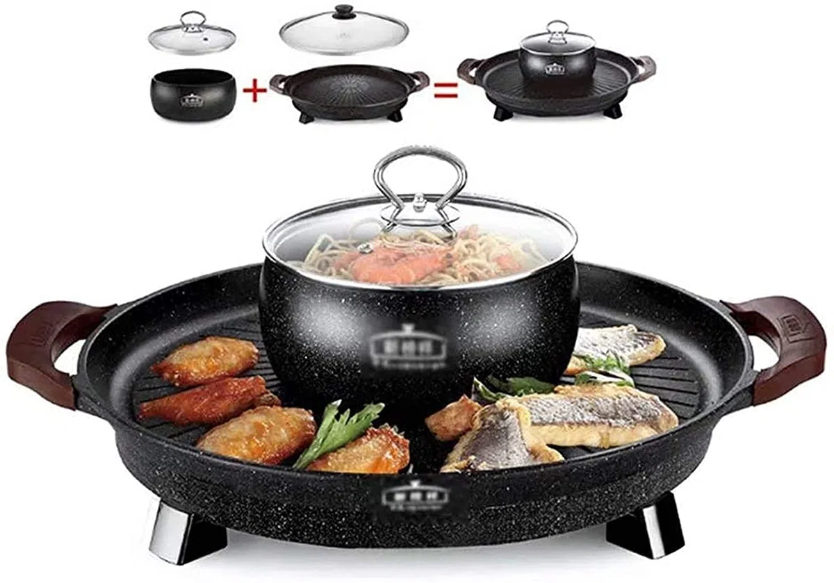 Parrilla Eléctrica Plancha de Asar La Parrilla multifunción se Puede Utilizar para una Bandeja para Hornear eléctrica Antiadherente Comercial/doméstica 1016