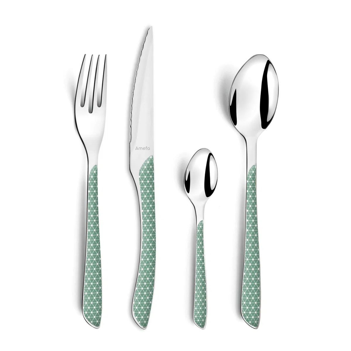 Amefa ECLAT Cubertería de 24 Piezas para 6 Personas, Acero Inoxidable, Vert & Blanc
