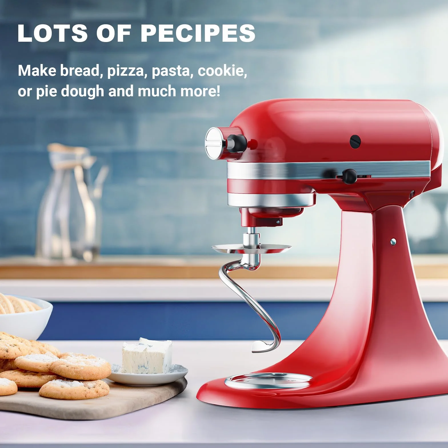 COFUN Gancho amasador de acero inoxidable para Kitchenaid, Batidor con cabezal basculante 4,5-5 pintas para gancho amasador para Kitchenaid, Apto para lavavajillas
