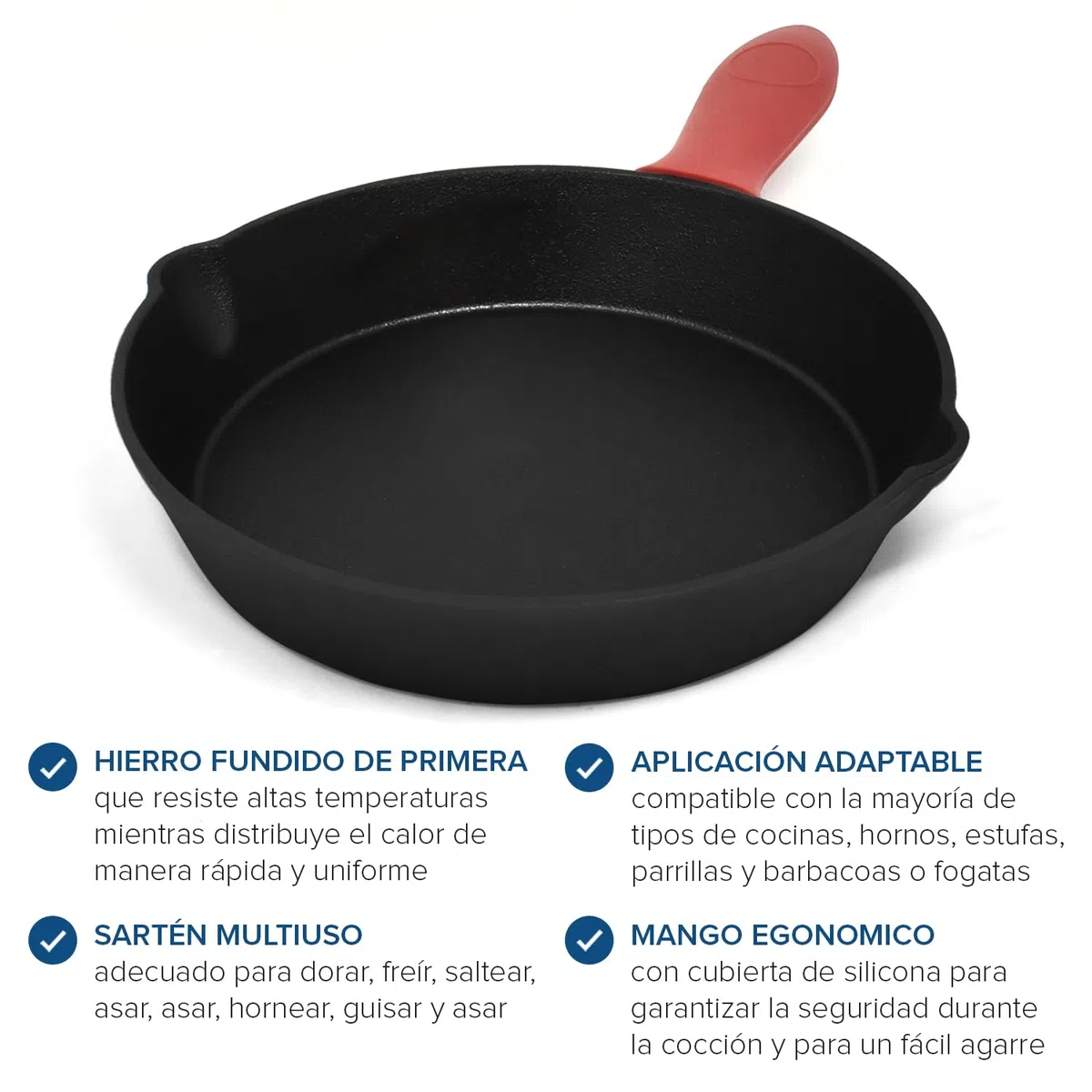 Joejis Sartén de Hierro Fundido - 25cm Sartén antiadherente para inducción Horno Plancha Gas