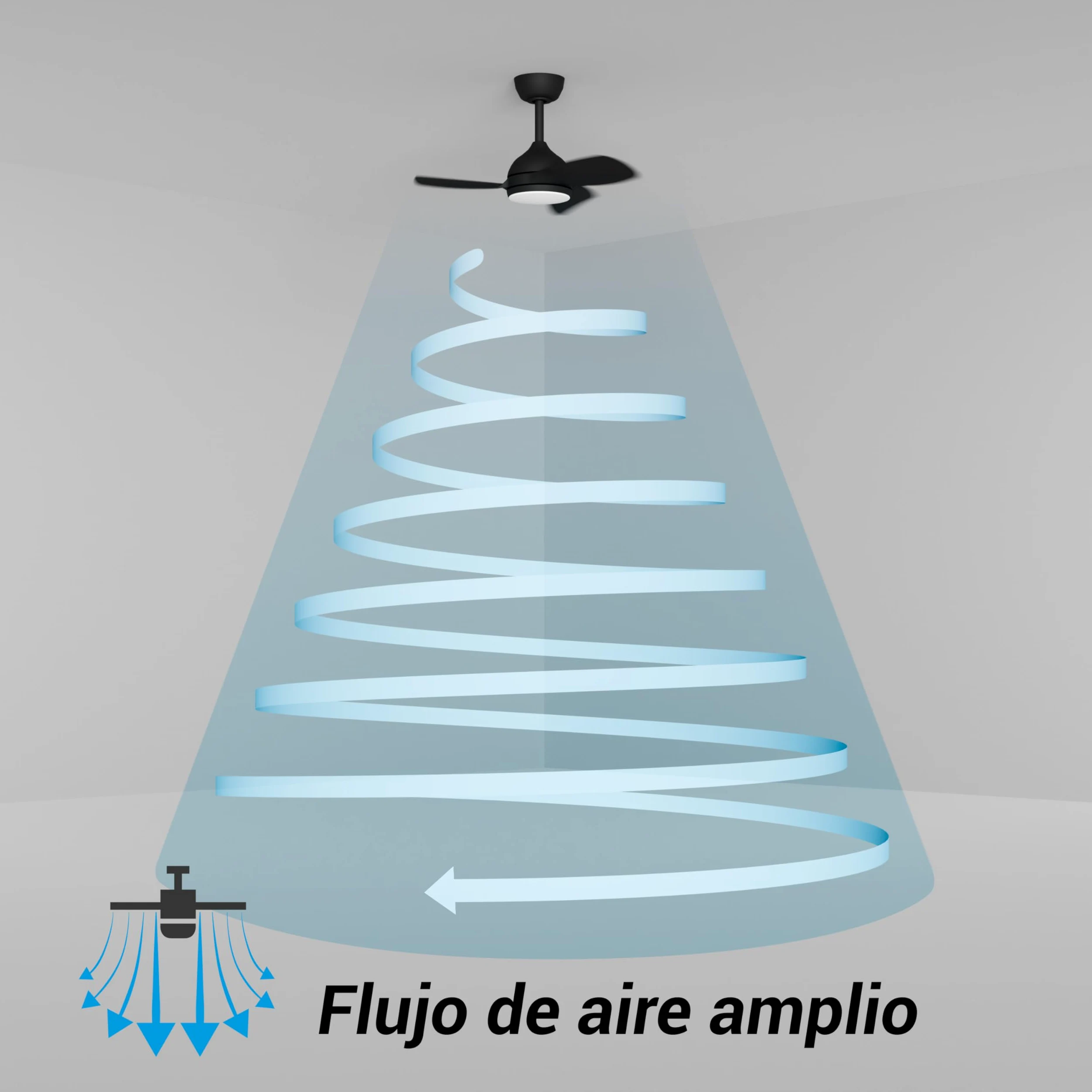 Sulion - Ventilador de Techo con Luz y Palas Retráctiles Wizz Stilo – Motor DC Silencioso, Luz Regulable 3000K–5500K, Función Verano/Invierno, Mando a Distancia – Ø55 cm
