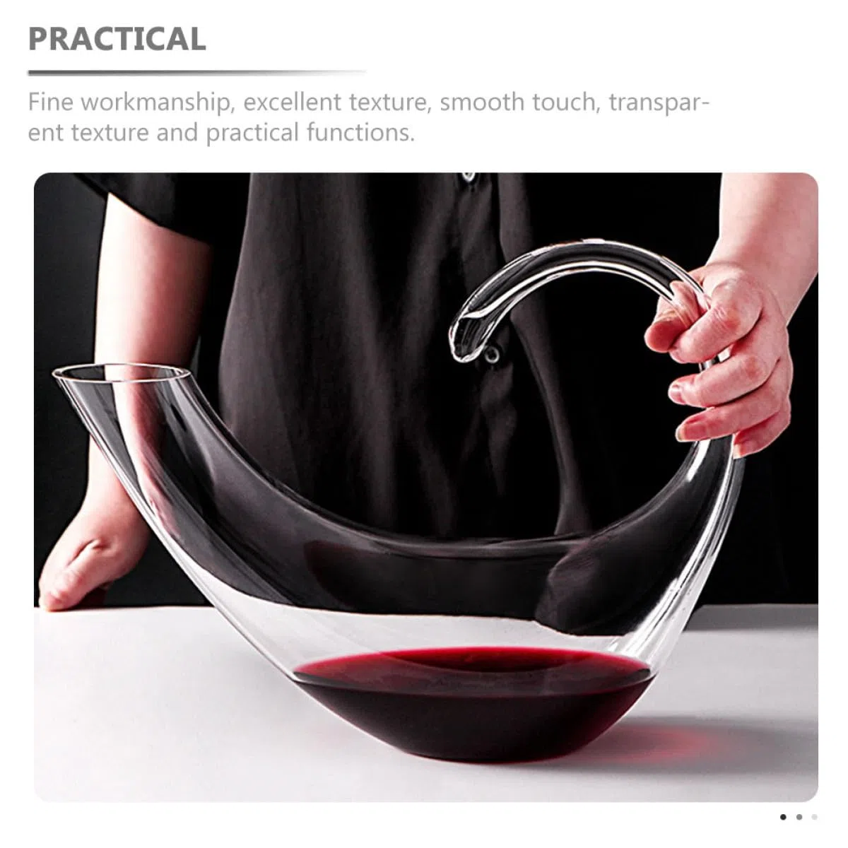 Decantador de Vino Tinto de Cristal Transparente Jarra para Servir Ml Dispensador Práctico para Uso Doméstico Suministros para Cata y Bebida de Vino