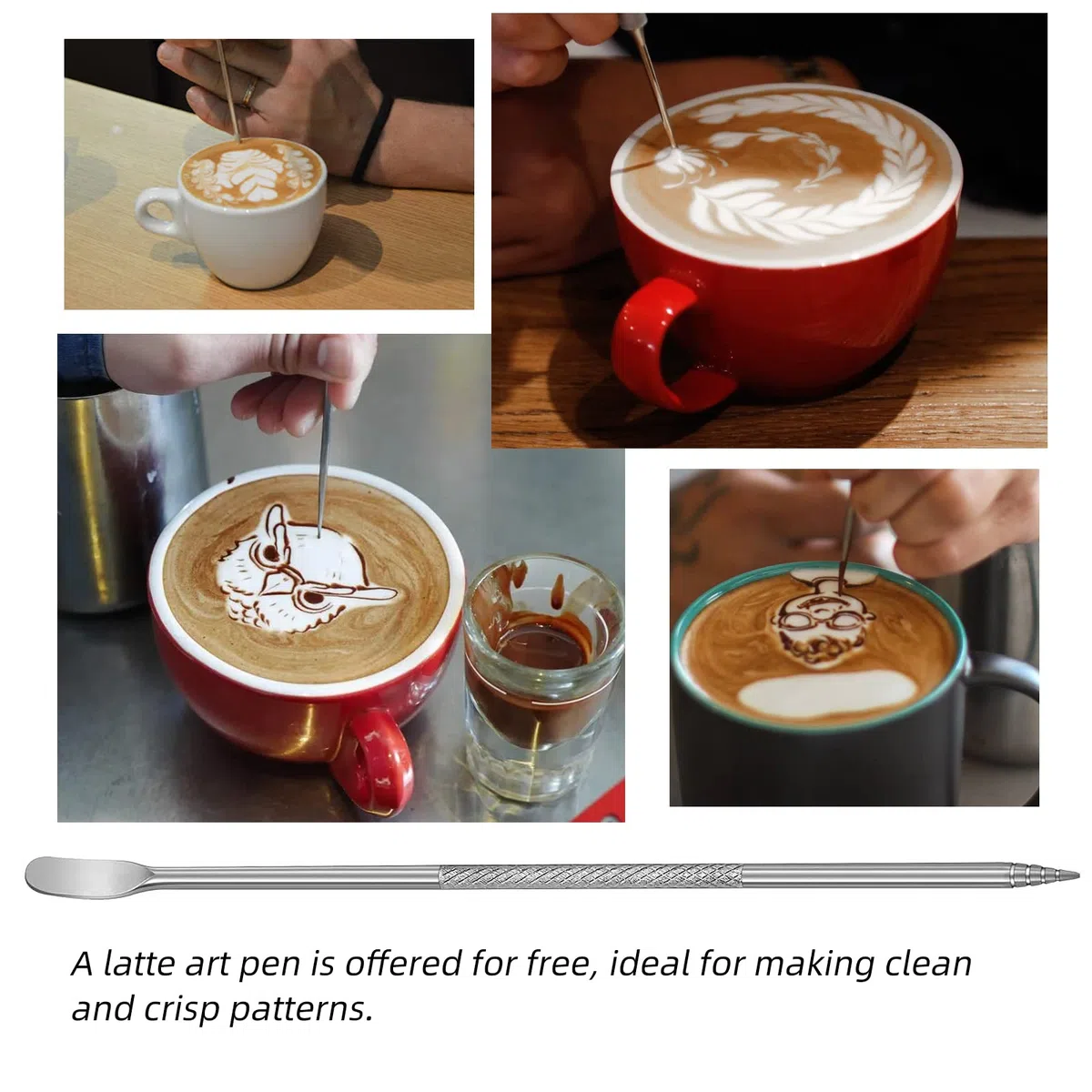 Jarra de acero inoxidable para espumar leche – 20 onzas (600 ml), jarra de vapor espresso con mango antiquemaduras para café, capuchino, arte con leche