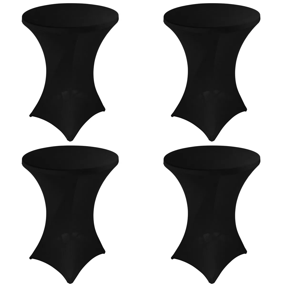 Paquete de 4 manteles de elastano con esquinas cuadradas elásticas de 32 x 43 pulgadas, mantel redondo de cóctel negro, mesa alta ajustada para bar, bodas, cumpleaños, banquetes, fiestas al aire libre