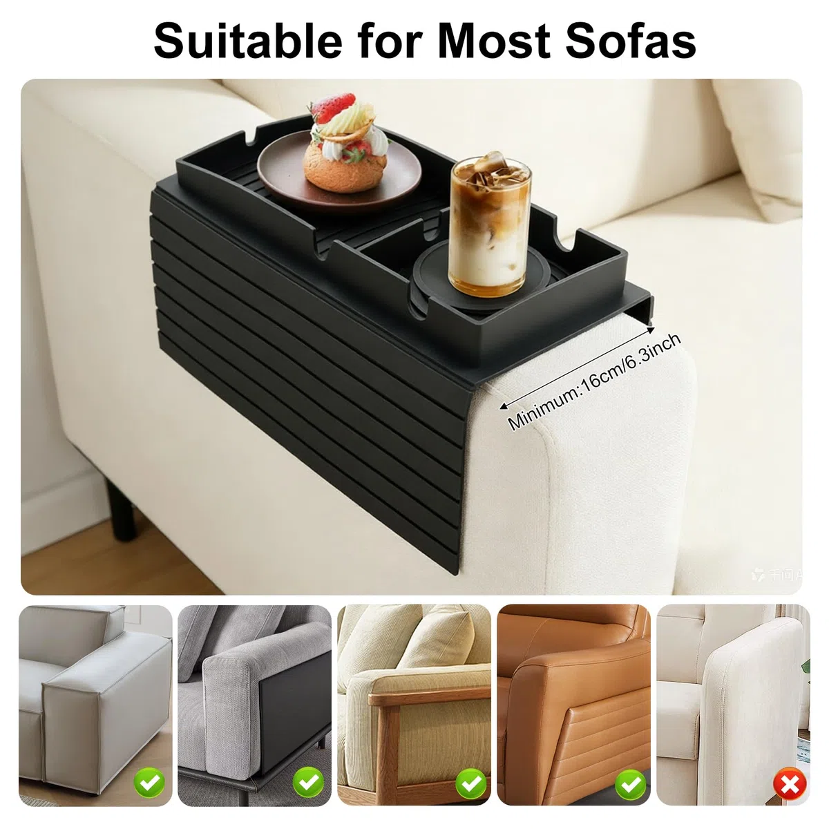 Bandeja para sofá con reposabrazos, bandeja de silicona para sofá, bandeja con tapetes para tazas, reposabrazos antideslizantes, bandeja para sofá, reposabrazos, bandeja para taza, tableta