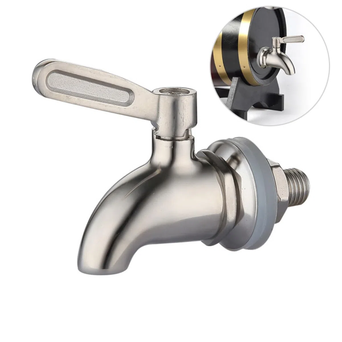 Cabilock Grifo para Barril de Vino Metálico de 12mm, Acero Inoxidable 304, Resistente Corrosión y Desgaste, Válido para Hogar y Negocio, Instalación Sencilla y Mantenimiento Fácil