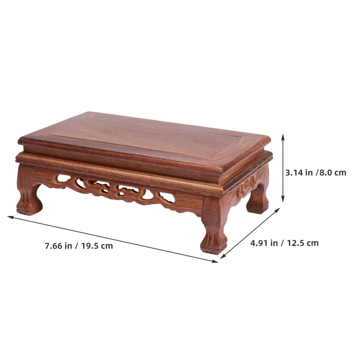 BESPORTBLE Soporte Rectangular de Madera de Chiquihuite 19.5x12.5x8 Cm para Plantas y Estatuas, Base Decorativa Artesanal para Jarrones y Exhibidor de Buda, Pedestal Estable para Hogar