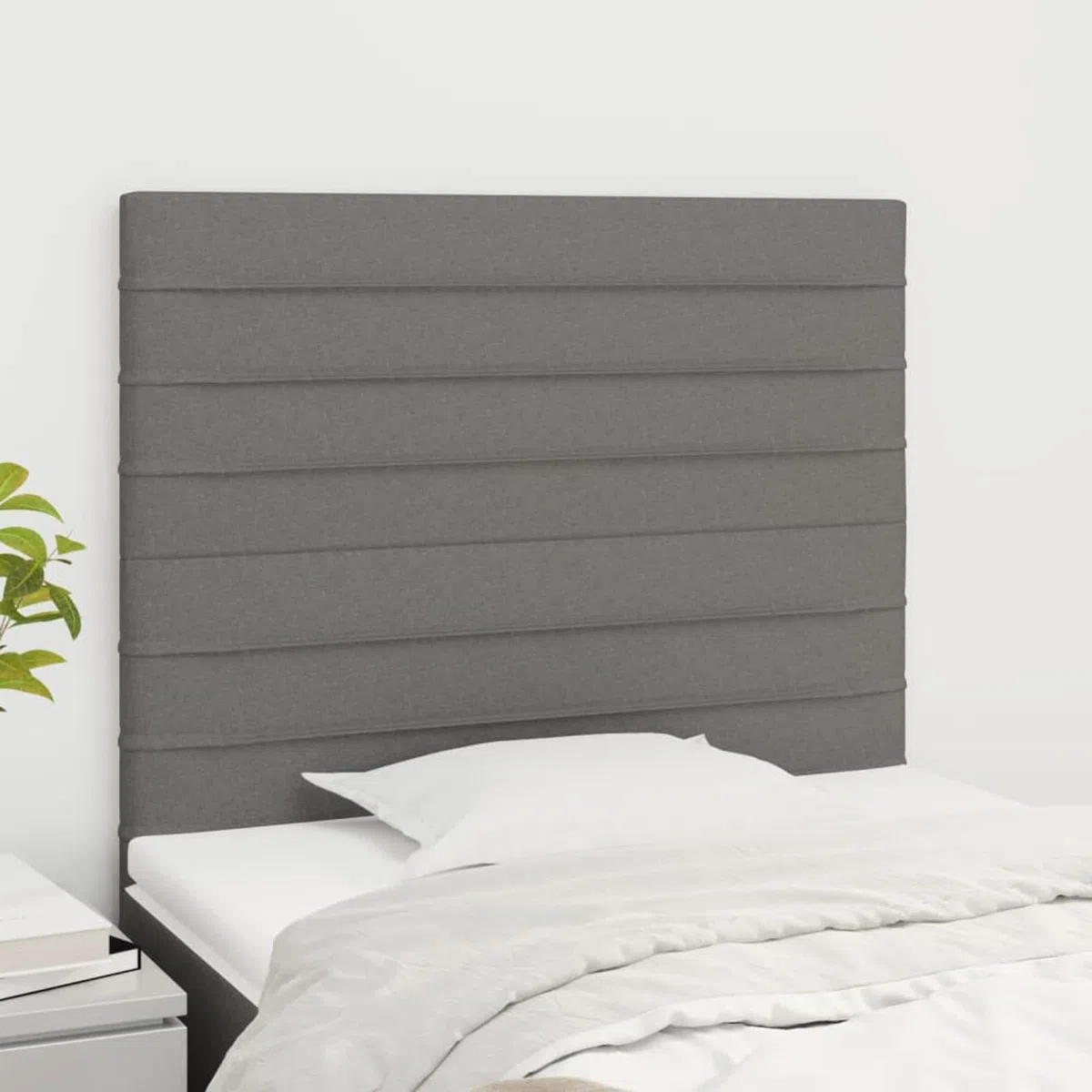 Cabeceros 2 Unidades, Cabezal De Cama, Cabezales Dormitorios Modernos, Cabecera para Cama, Cama Cabeza, de Tela Gris Oscuro 100x5x78/88 cm