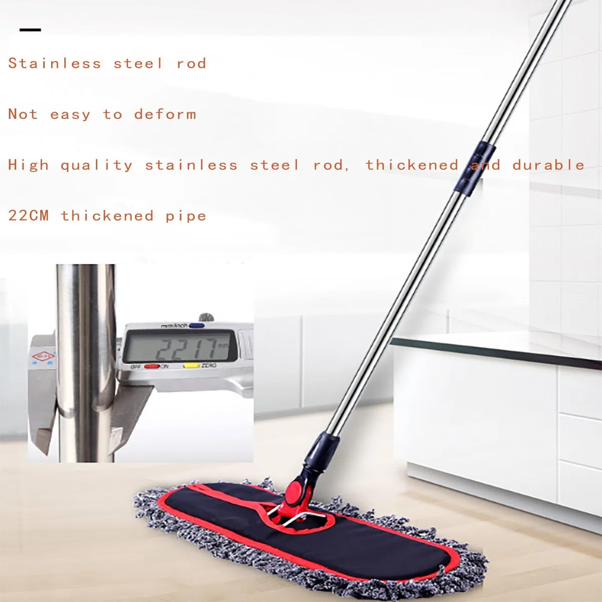 Trapeador de limpieza profunda para limpieza de pisos, ideal para madera dura, laminados, baldosas, almohadilla de trapeador de limpieza en seco y húmedo de microfibra A,135 * 70 * 10cm