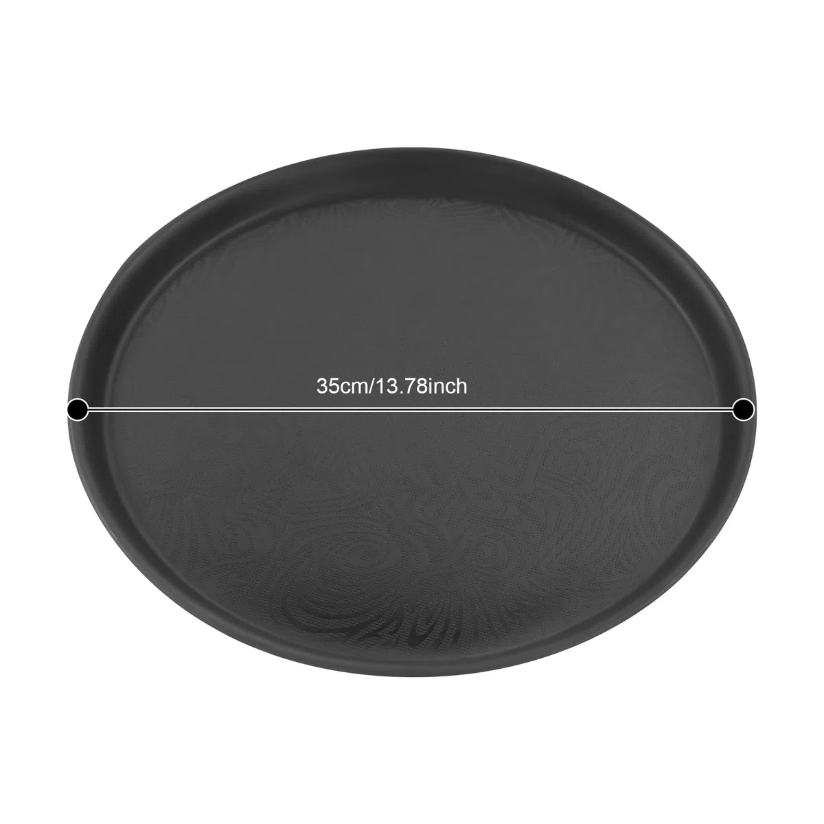 Juego de 8 bandejas de servicio redondas antideslizantes de plástico resistente, color negro, bandeja de restaurante para hoteles, cafés y bar, ligera y robusta para bebidas y comidas (35