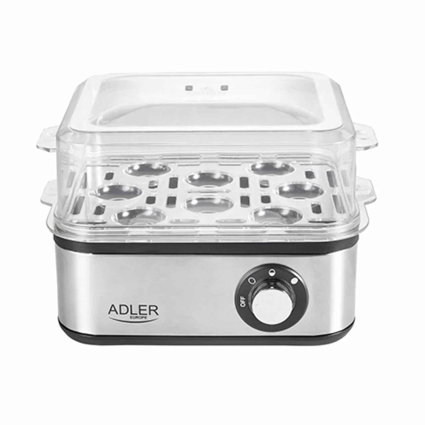 Adler AD4486 Cuece Huevos Eléctrico para 8 Huevos,Acero Inoxidable, Ajuste de Cocción, Protección por sobre Calentamiento, 800W, Libre de BPA