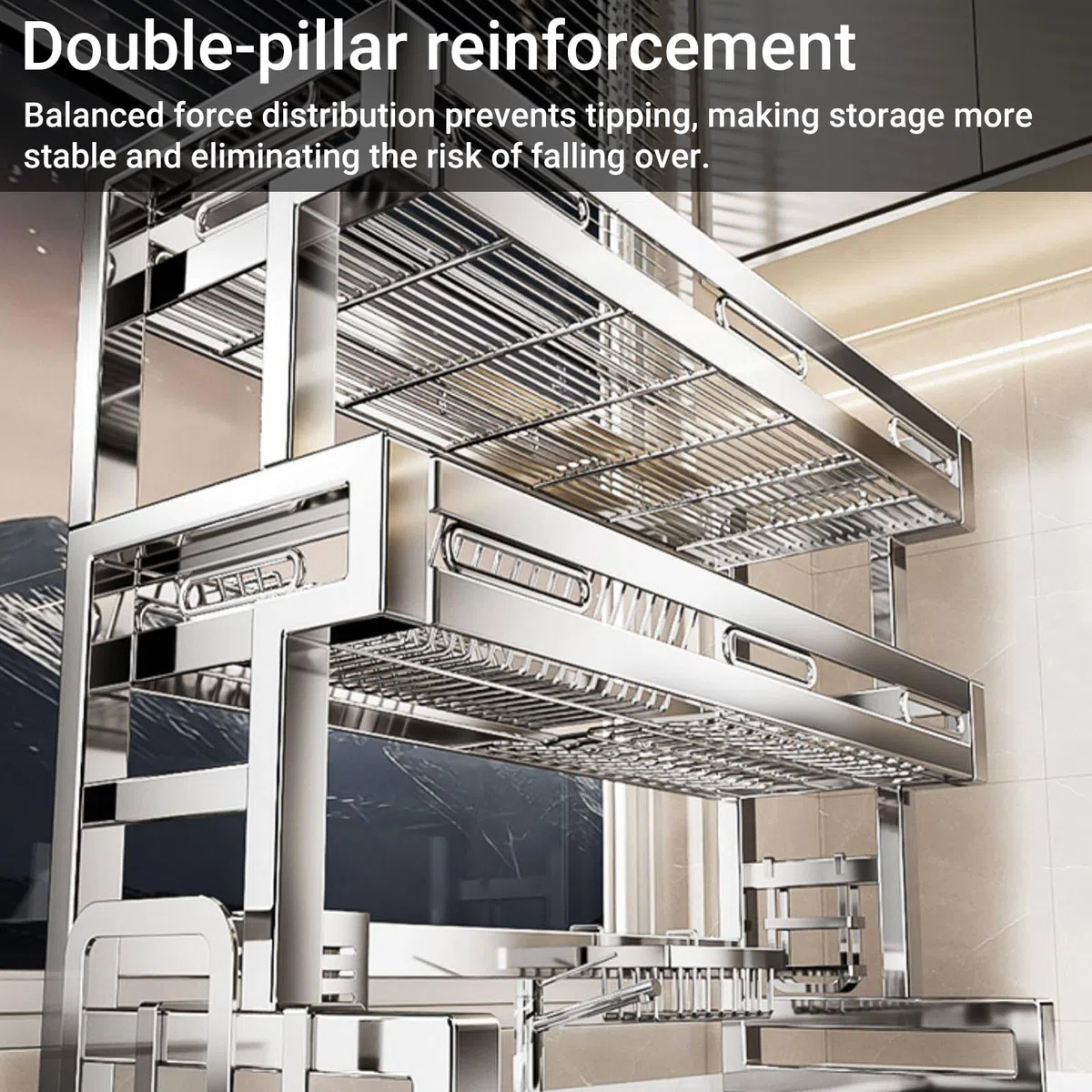 Escurridor de platos para colgar sobre el fregadero, acero inoxidable 304, organizador de múltiples platos de cocina, ahorro de espacio, para platos, vasos, cubiertos (una sola capa, 96 cm)