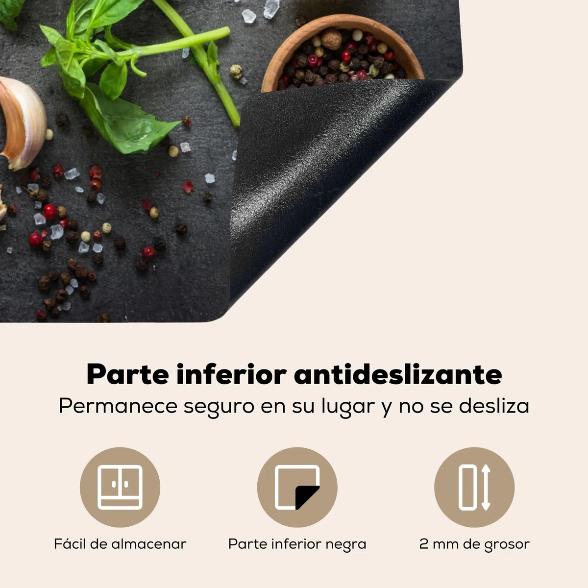 KitchenYeah© Cubre Vitrocerámica - Protector Vitroceramica Induccion 60x52 cm - Tapa Vitroceramica - Protector de Vitroceramica Lima - Hierbas - Especias - Verde - Gris - Hormigón