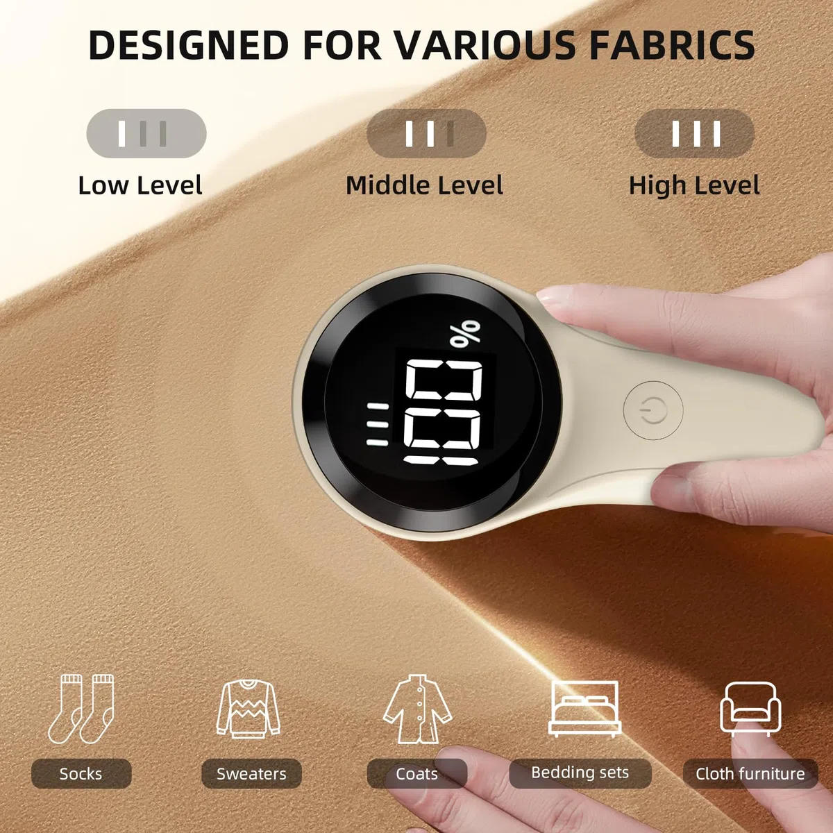 Buywoo Afeitadora de tela, removedor de pelusa eléctrico, afeitadora de pelusa recargable, desfuzzer de suéter para quitar pelusas, funciona con pilas, 6 cuchillas, 3 velocidades con pantalla LED para