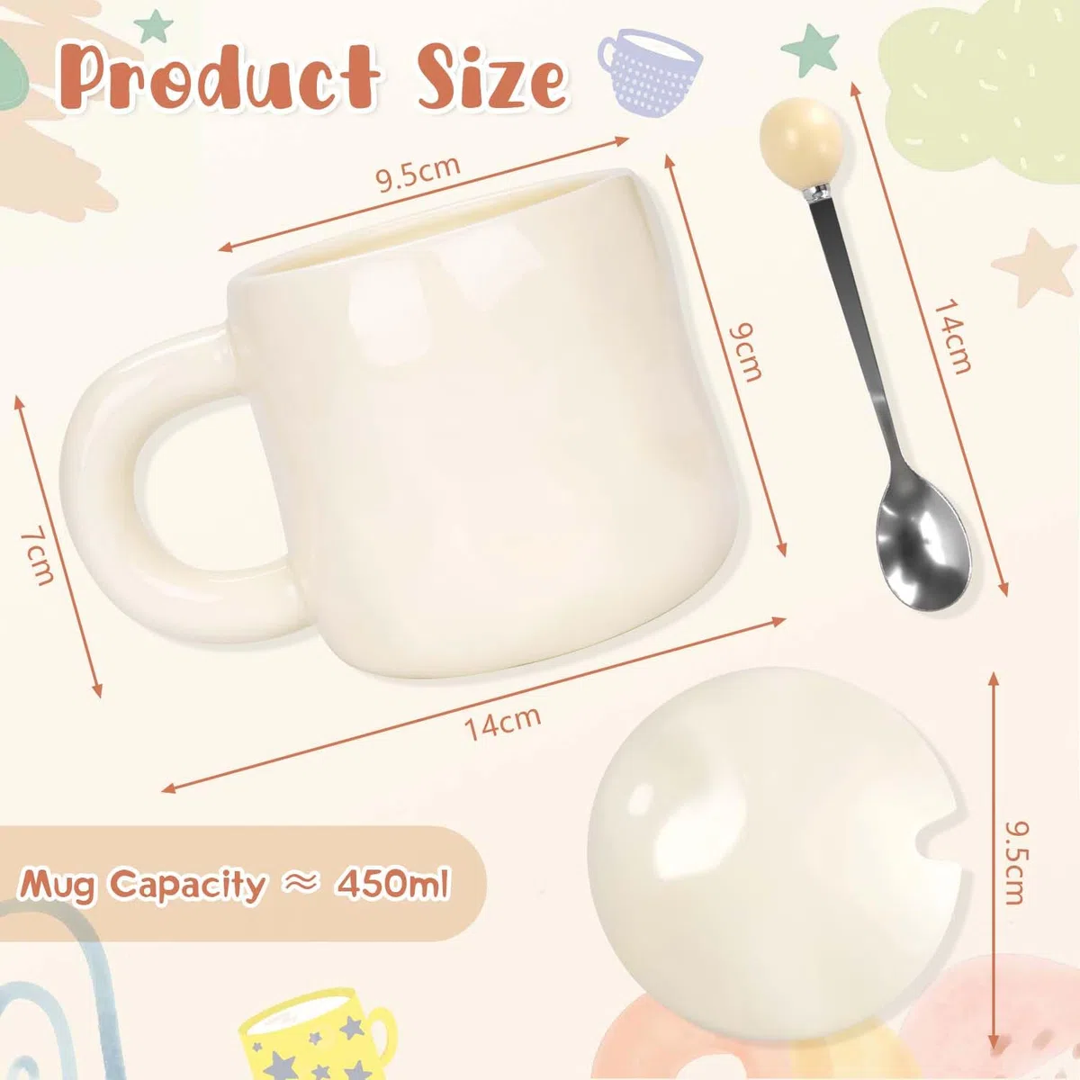 KKSJK Pintar Cerámica Kit Taza, Tapa, Asa y Cuchara, Taza Blanca y Rotuladores de Porcelana, Kit de Bricolaje Ocio Creativo para Adultos, Aptos para Lavavajillas