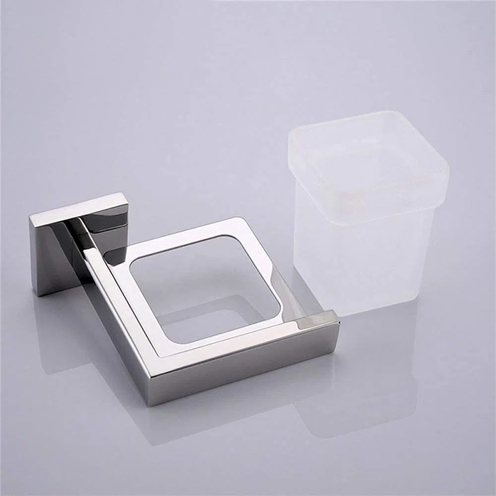 Soporte para cepillo de dientes cuadrado cromado montado en la pared de acero inoxidable soporte para cepillo de dientes accesorio de baño