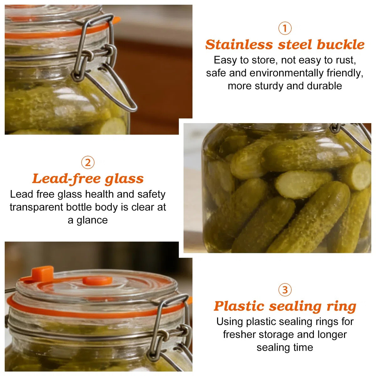 Vaso de fermentación de 2 l, recipiente de fermentación con esclusa de aire, cristal para fermentación para kimchi, chucrut, levadura, vidrio de fermentación con tapa de silicona y peso de