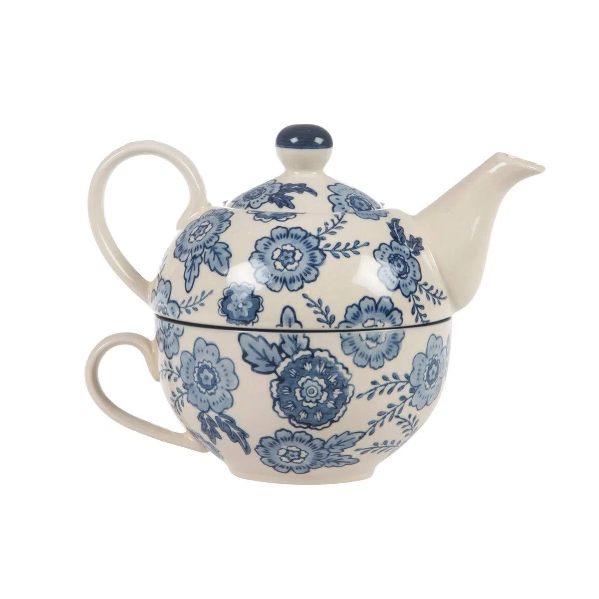 Sass & Belle Blue Willow Floral tetera para una persona [Azul / crema]