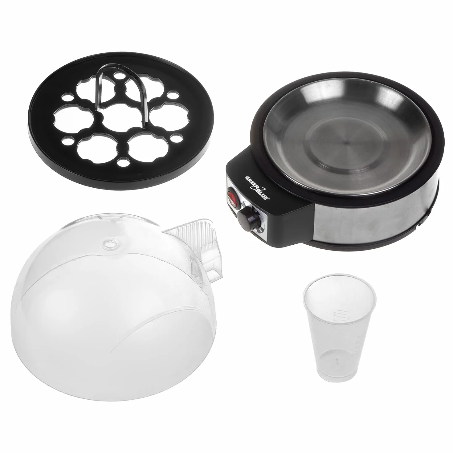 GreenBlue GB573 Cocedor de Huevos Automático, Potencia 400W, hasta 7 Huevos, Vaso Medidor, 220-240V~, 50 Hz