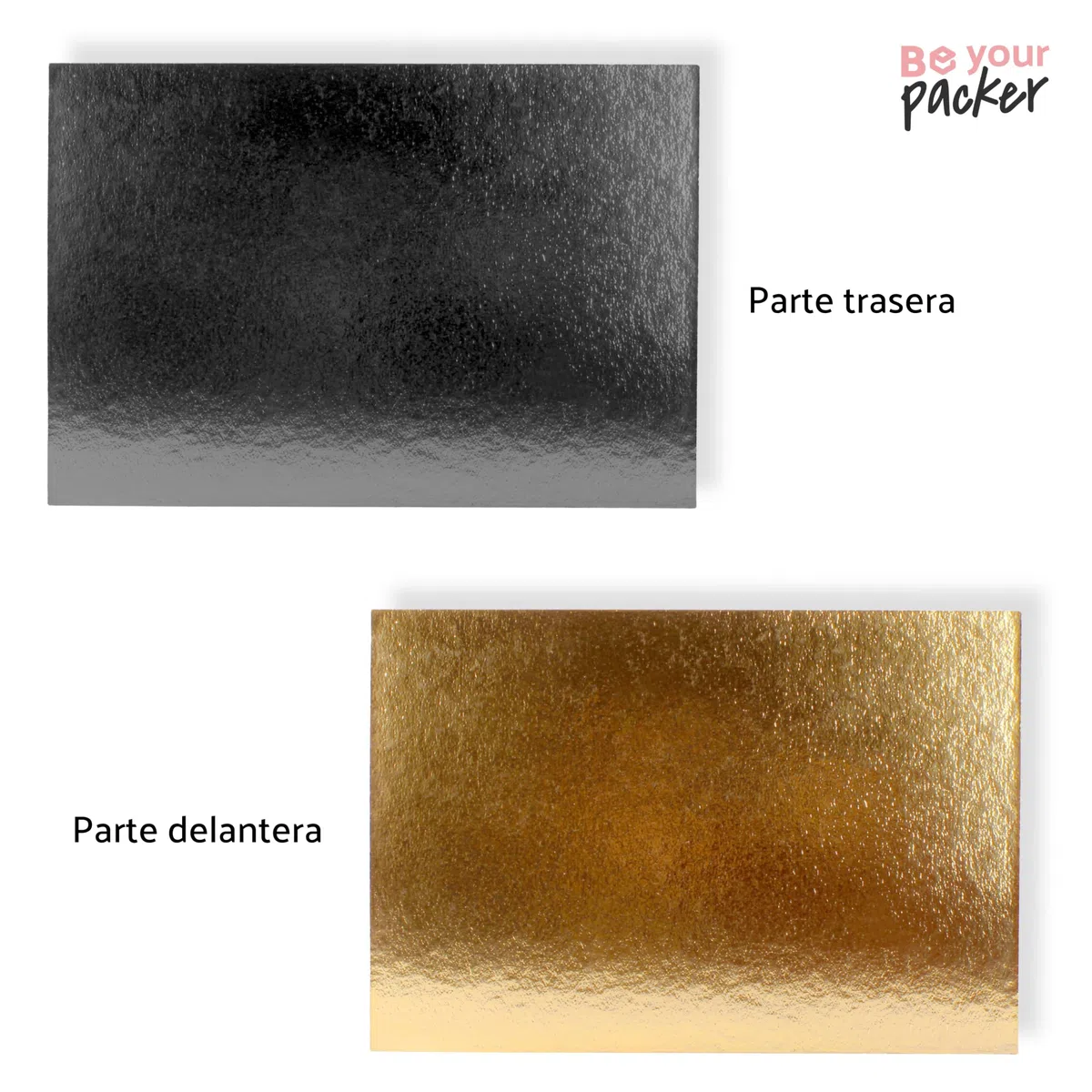 Bases de Tarta Rectangular 40x60 cm | Pack de 10 Oro - Negro | Grosor 1 mm | Expositor en Cartón para Bizcochos, Pasteles y Dulces | Dorado y Negro