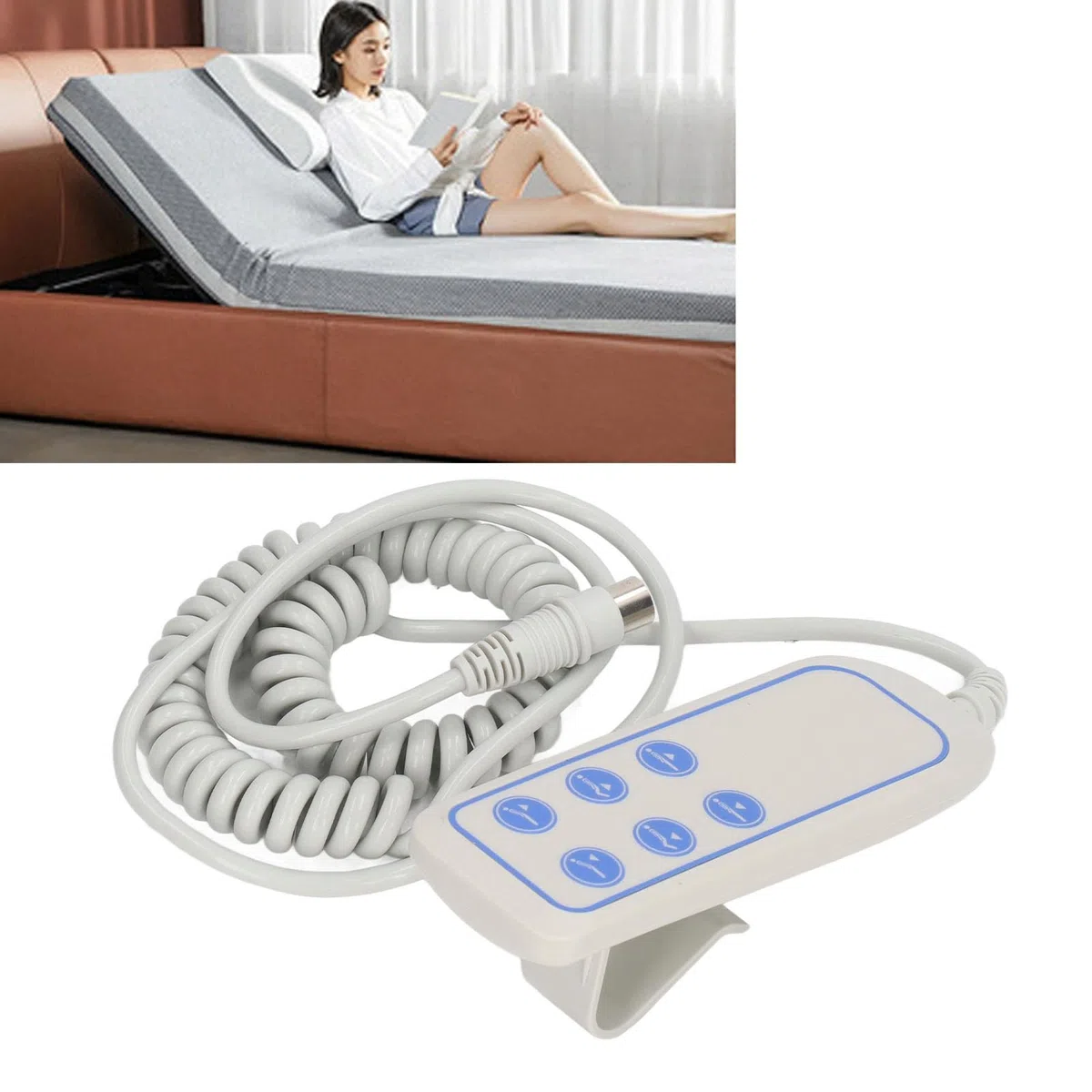 Fdit Controlador de Cama Elevadora, Cable Manual, Regulador de Mano, Cama Ip66, Empuje para Sillas Elevadoras de PVC de 8 Pines