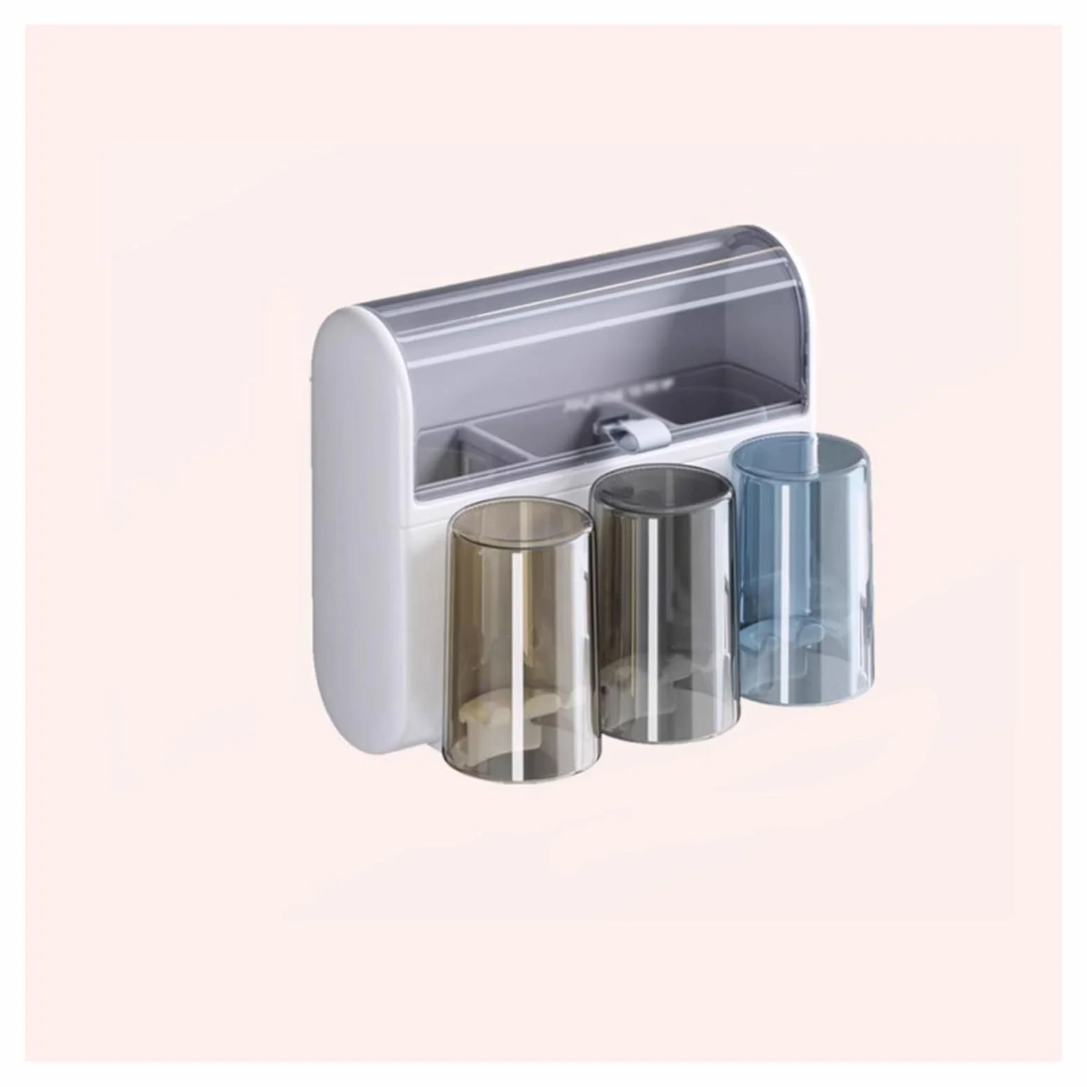 Soporte de Pared para cepillos de Dientes, Estante de Almacenamiento de cosméticos para baño con Tapa, Soporte para Pasta de Dientes sin perforación (A S24cm)