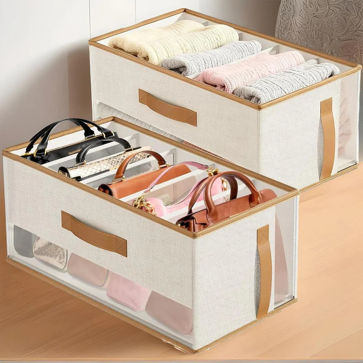 Organizador de Bolsos de Mano | Soporte Plegable Para Bolsas De Guardarropa - Organizador De Bolsos Para Clóset - Para Jeans Suéteres Pantalones Camisetas Ropa Sujetadores Pañuelos y el Estante