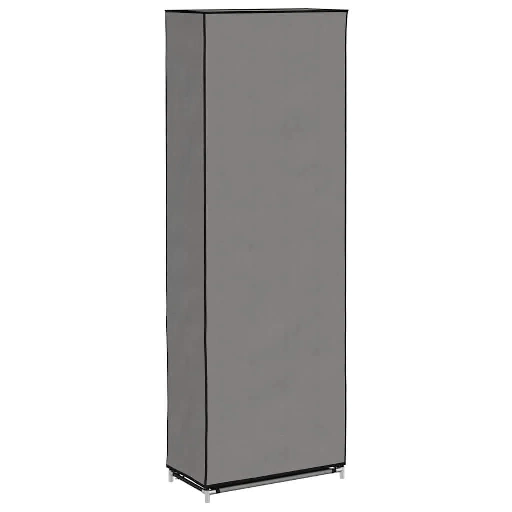 Zapatero con cubierta gris 57 x 29 x 162 cm de tela, 8 niveles para hasta 20 pares de zapatos, almacenamiento de zapatos con funda de tela no tejida